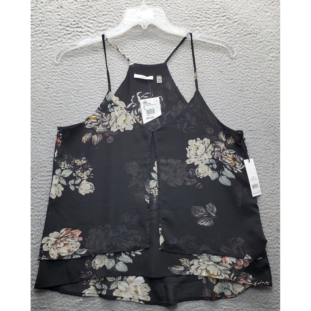 Dex Cami Tank Top Womens L Multi Floral Lightweight Layered Hem Spaghetti Straps